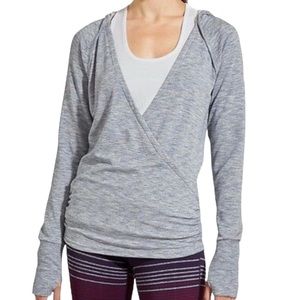 Women's Athleta Front Wrap Hoodie Long Sleeves, Light Gray Size XXS